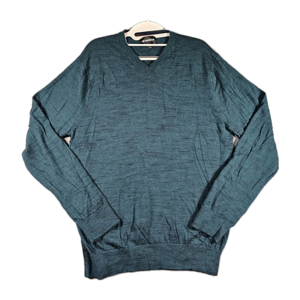 Bonobos Extra Fine Merino Wool V-Neck Sweater Mens Slim XL Ocean Blue 3RSMJ955